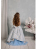 Sky Blue Jacquard Tulle Cutout Back Flower Girl Dress